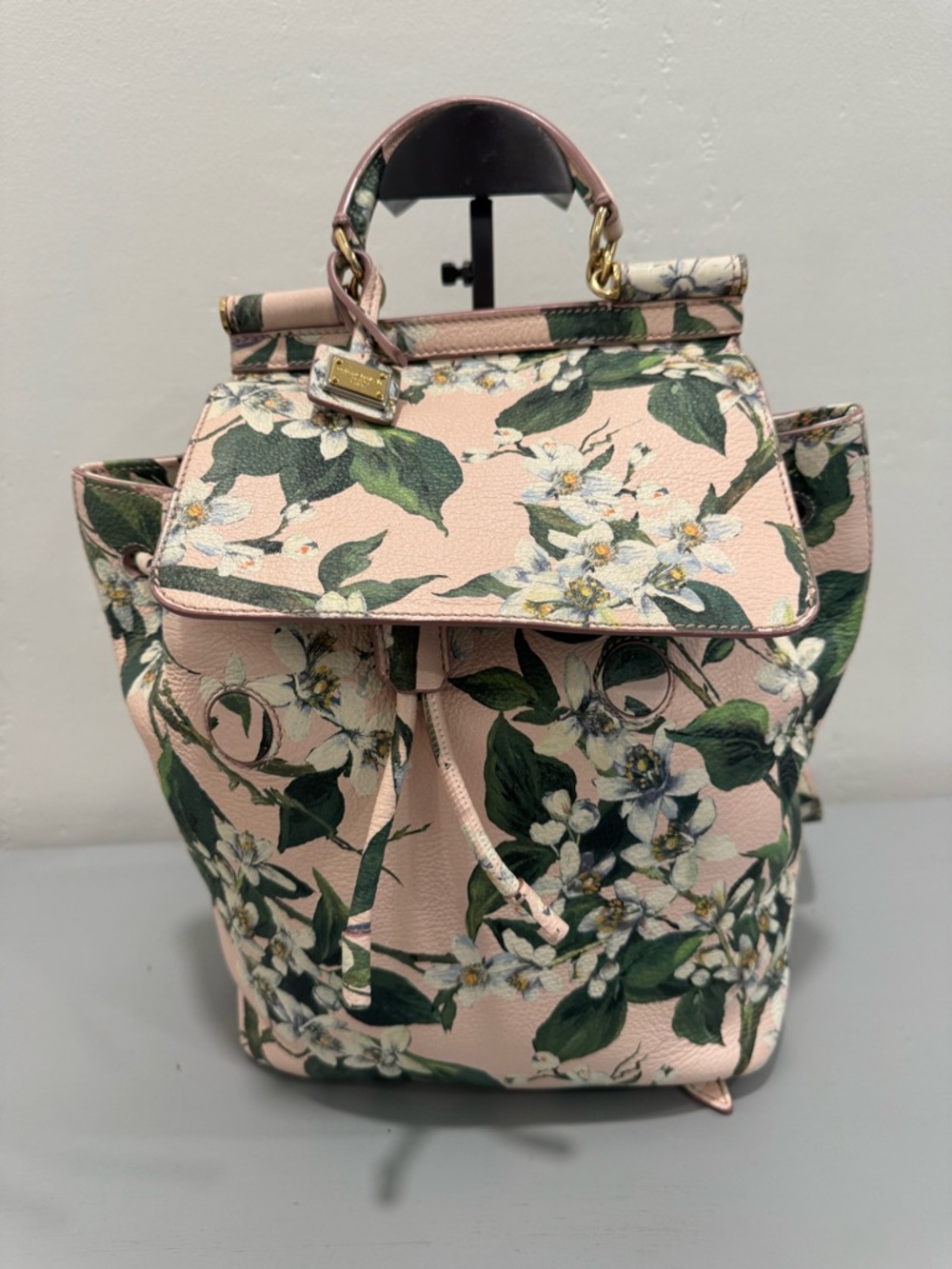 Dolce & Gabbana Floral Sicily Leather Backpack in Pale Pink - Picture 2 of 9